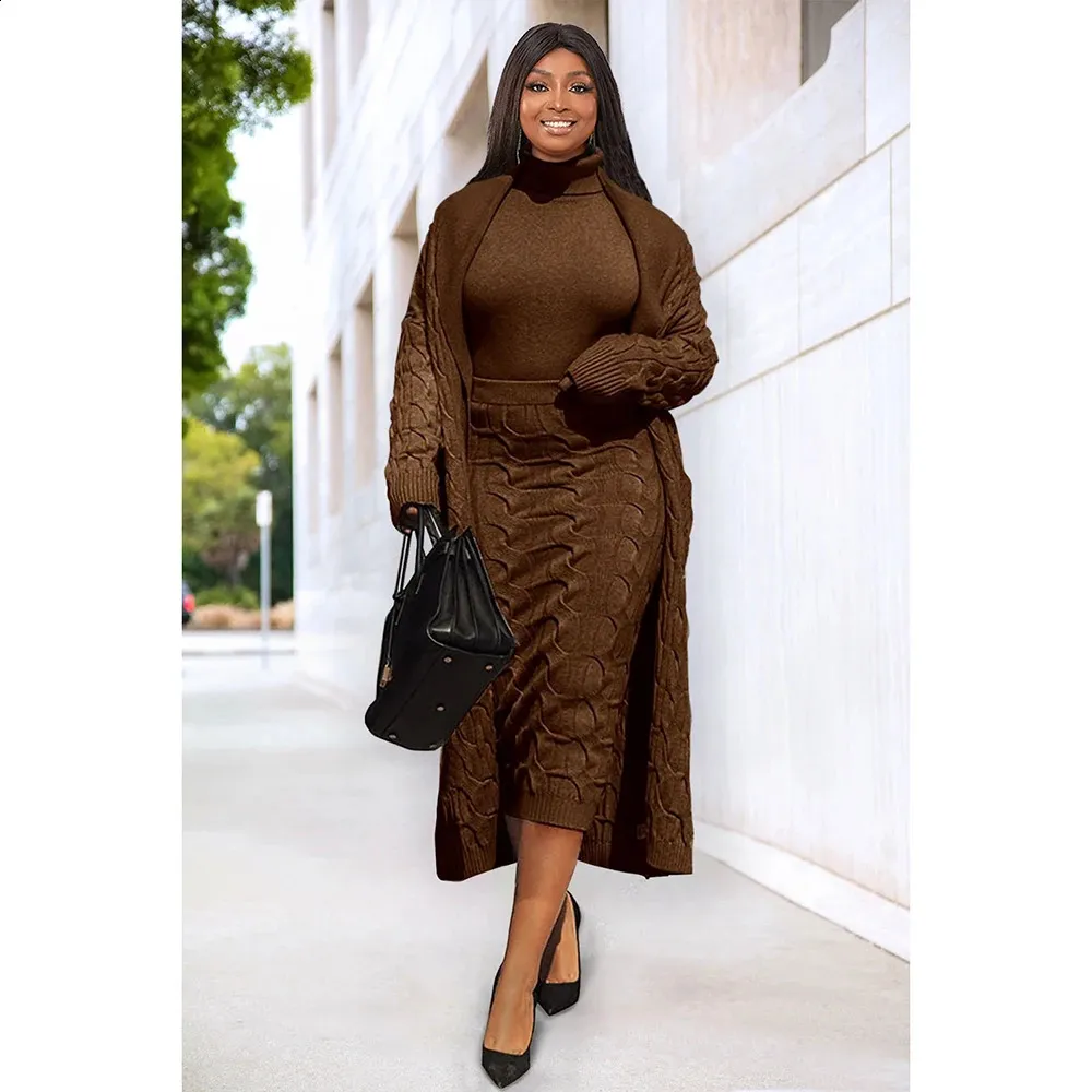 Cable Knit Knit Two Piece Skirt Set Ribbed Cable Knit Two-Piece