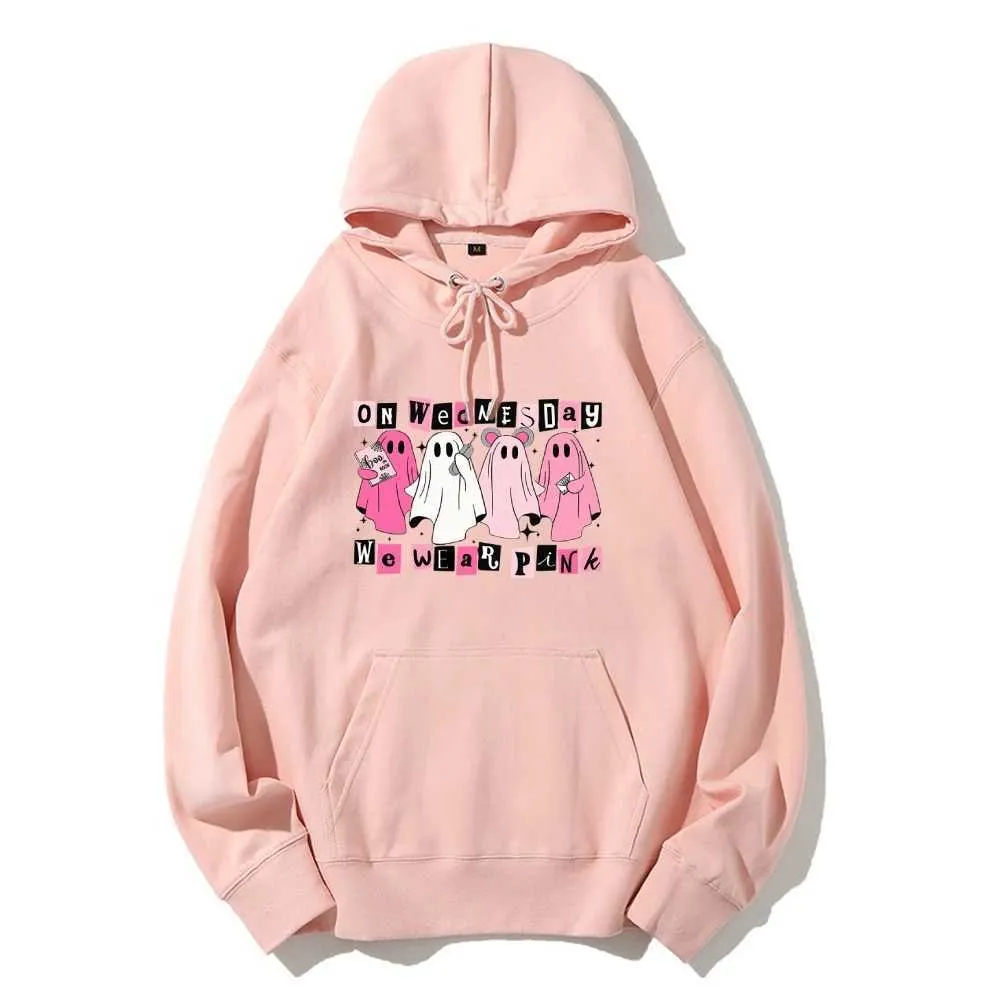 Mean Girls Halloween Sweatshirt On Wednesday We Wear Pink Ghost