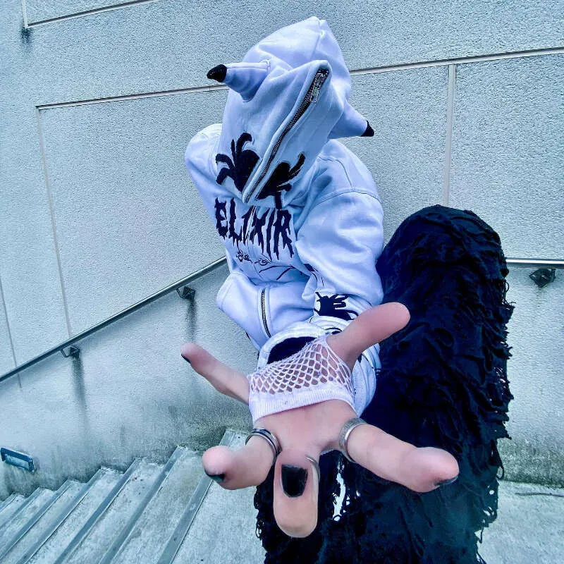 Haruku Zipper zip up hoodie: Y2K Men's Oversized Gothic Haruku Zipper zip up hoodie: Y2K Men's Oversized Gothic