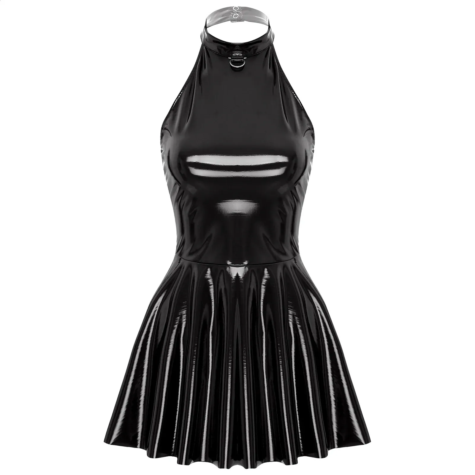 what tights to wear with a black dress Cordelia Black Vegan Leather Dress Black / XSmall