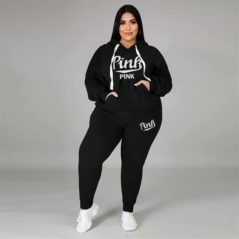 Plus Size 2 Piece Sporty Hoodie and Pant Set Cozy Winter Outfit