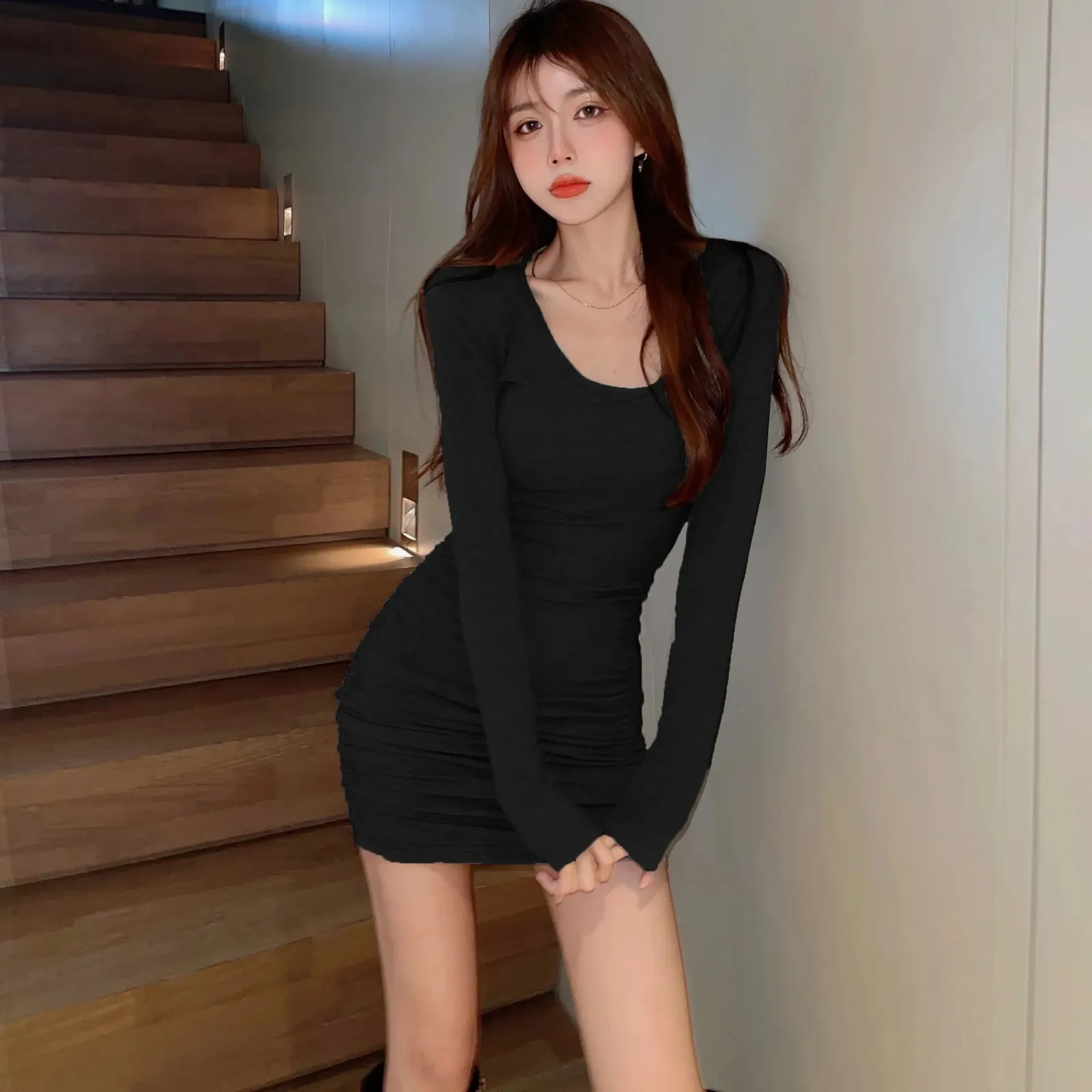 black longsleeve mini dress Niella Long Sleeve Wrap Mini Dress - Black Black / XS main image 0
