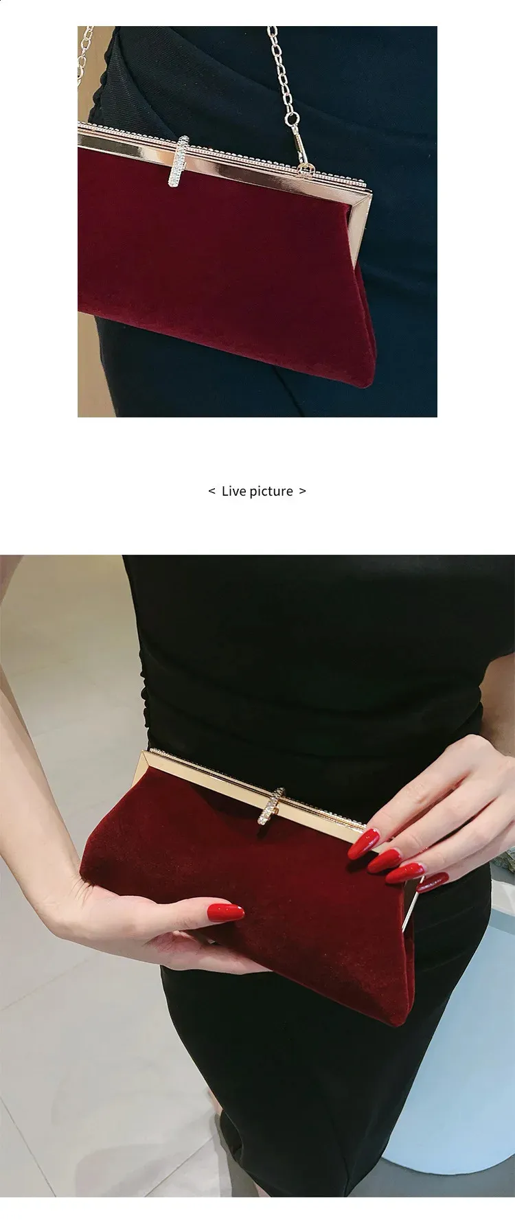 Petit Sac à Main Clutch En Velours De Soie Rouge 100% - Perles Et Plumes - Fabriqué à La Main En Indonésie