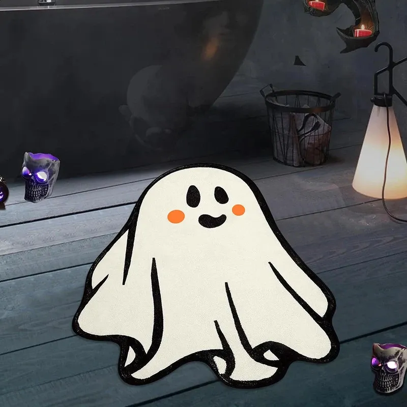 Halloween Bath Mat - Pink Ghost Design, Non-Slip Plush Bathroom Rug, Absorbent & Machine Washable