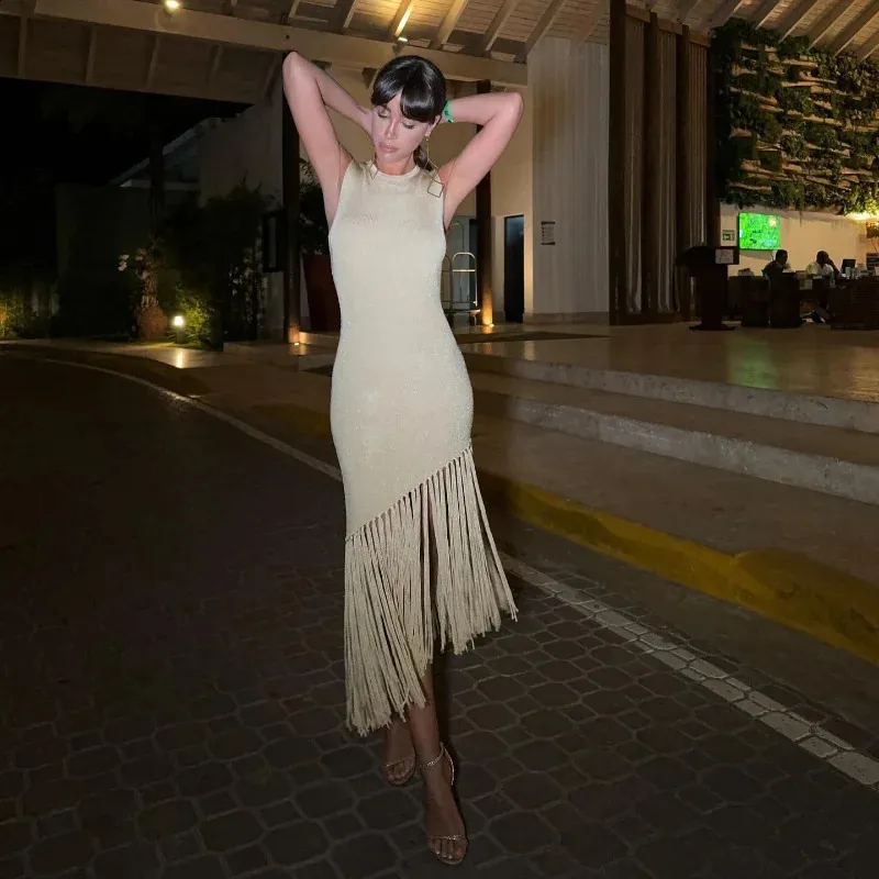 chiffon dress irregular casual Irregular Tassel Hem Chiffon Knit Dress Sleeveless Mid-Calf Length Casual  Womens Summer Vest from Dhgate Basic & Casual Dresses