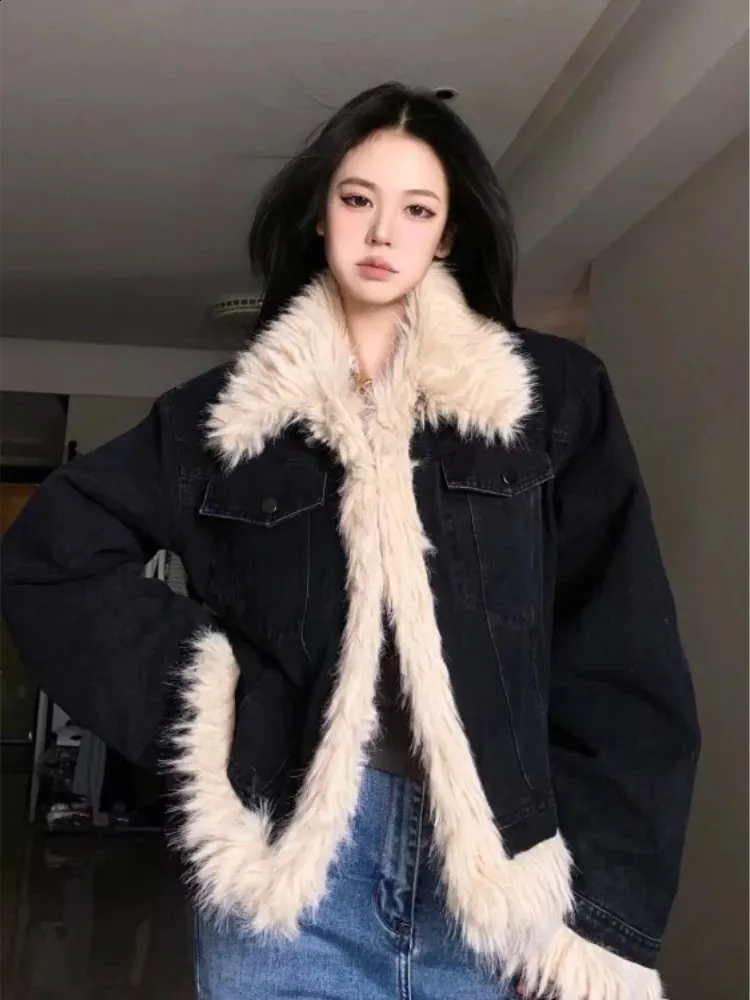 Black Denim Denim Jacket With Fur Collar Ladies Save Big On Bulk