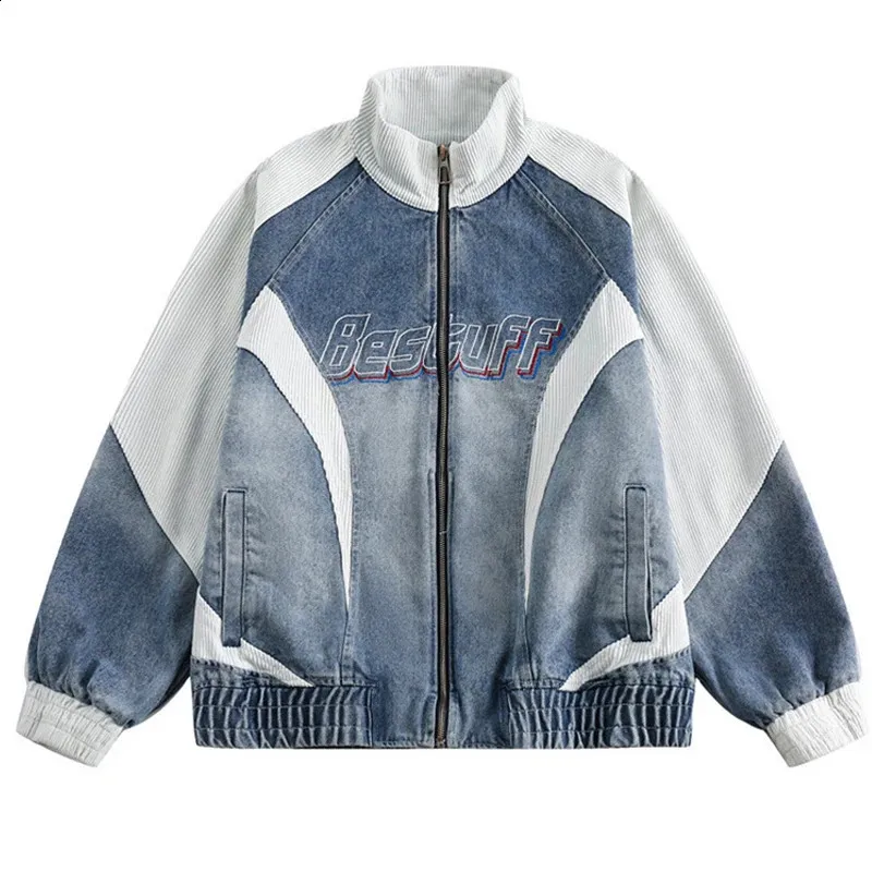 Y2K Men's Japanese Embroidered Denim Varsity varsity