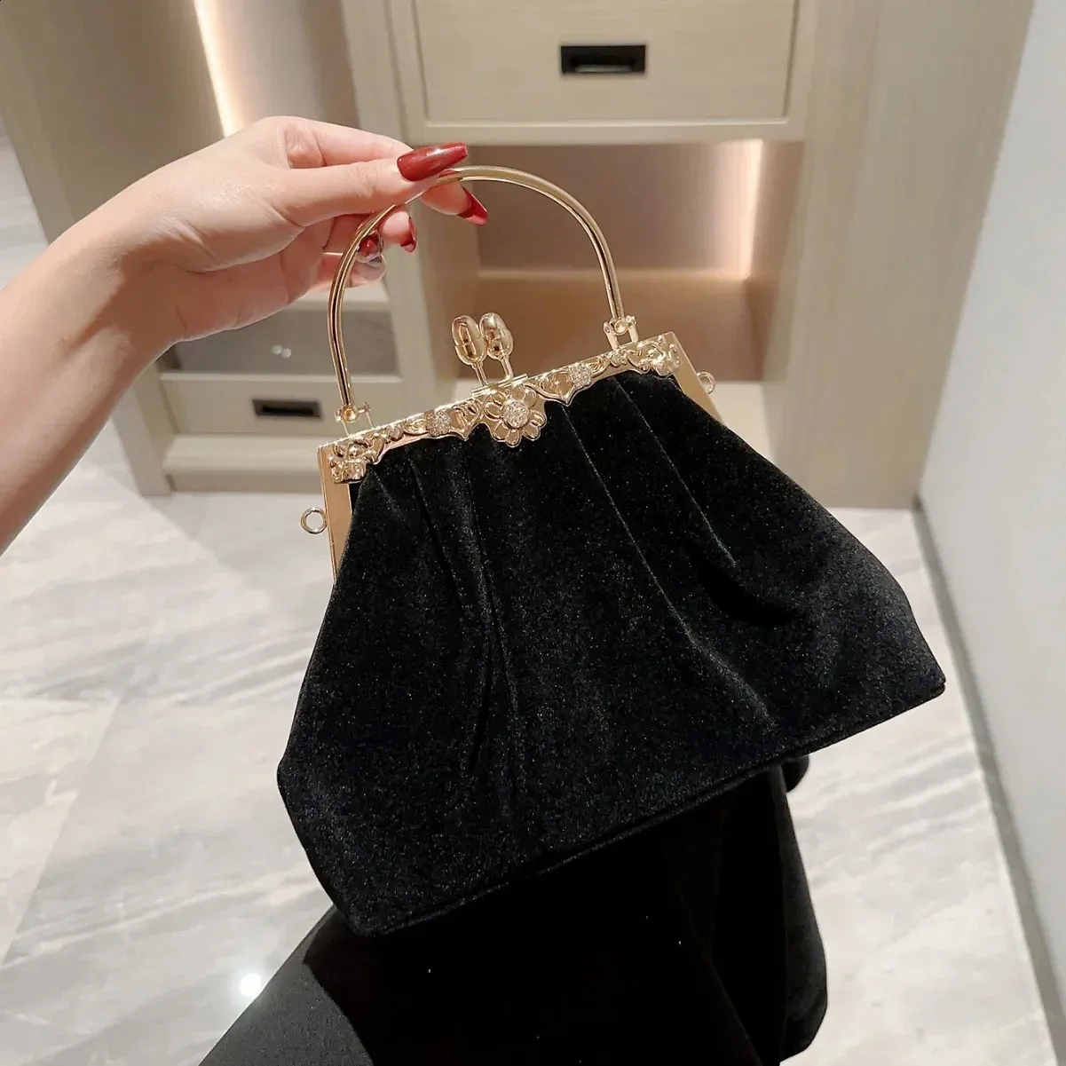 Timeless Black Evening Bag - Elegant Faux Suede Clutch Purse for Parties Suede Bow Clutch | Talbots main image 2