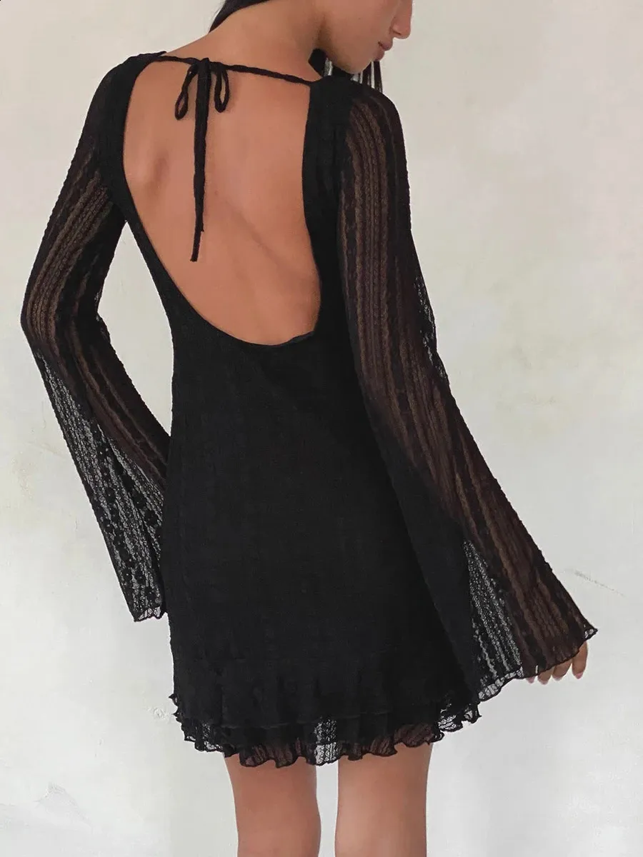 strapless open back dress Thank Me Later Long Sleeve Open Back Dress Forest Green