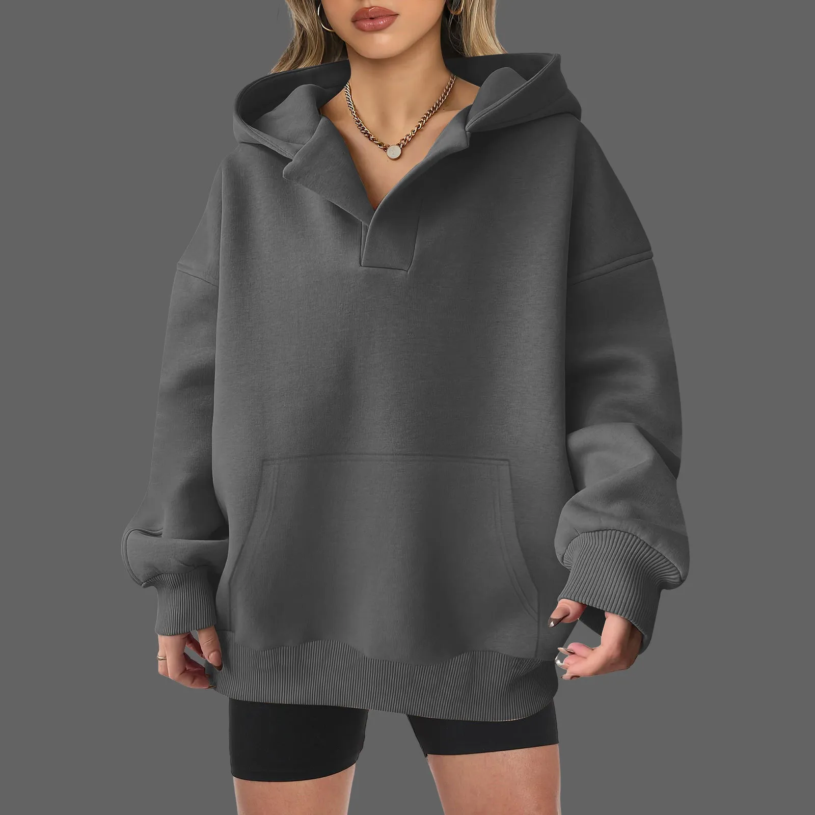 women hoodie designer New Long Sleeved Solid Color Shoulder Down Round Neck Solid sweatshirt women Textured Fabric hoodie y2k Pullover women clothes