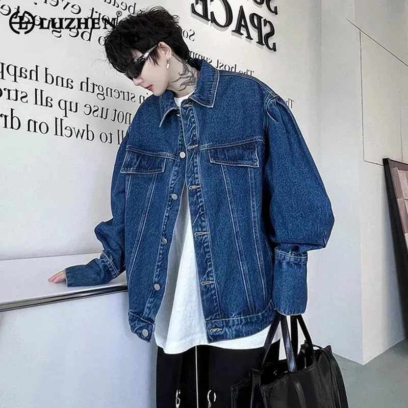 Korean Style Jacket Mens, Loose Denim Jacket: Lightweight