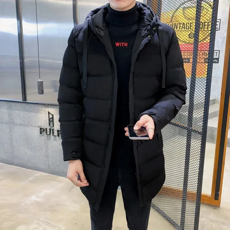 Mens Parka Long Padded Winter Coat Long Puffer Jacket Mens Hooded