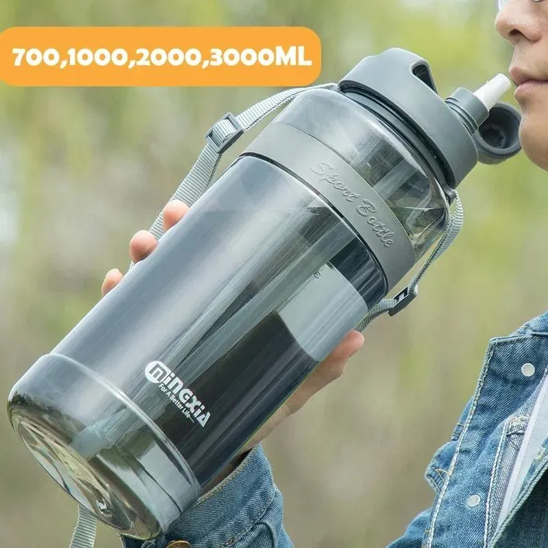 Water Bottles 700ml 1000ml 2000ml 3000ml Double Straw Sport Cup with Straps  BPA Free Plastic from Dhgate Water Bottles - price 12.74