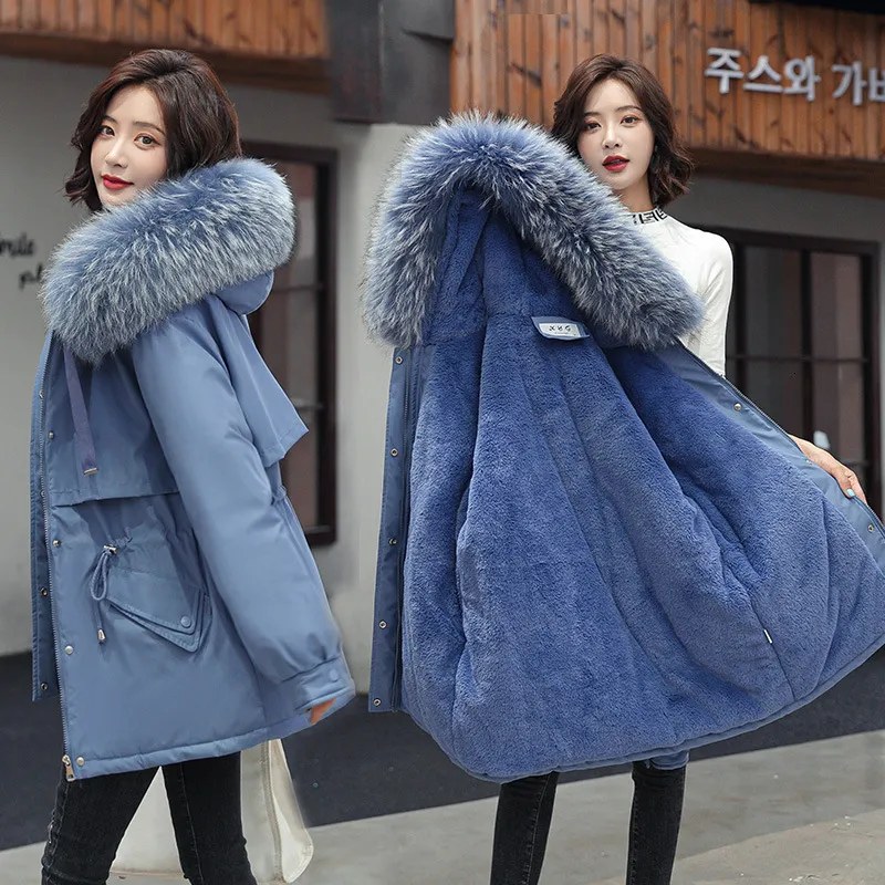 Korean Style Plush Pie Drawstring Cotton puffer jacket for