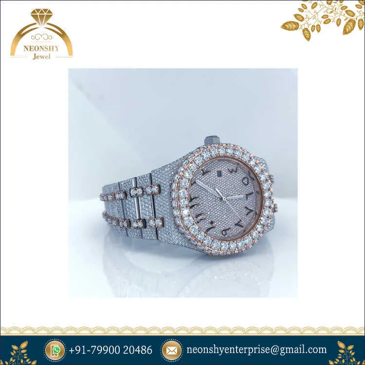 Luxury Unisex Moissanite Diamond Watch - Trendy Hip Hop  display picture 3