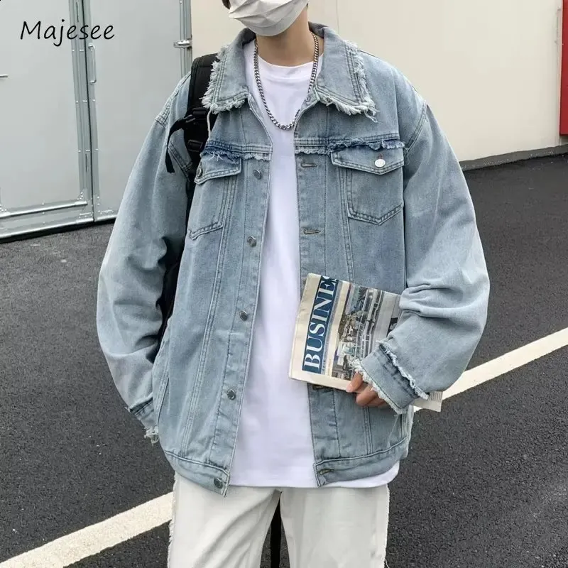 Korean Style Clothes Men Denim Jacket: Chic Long Sleeve, All Match