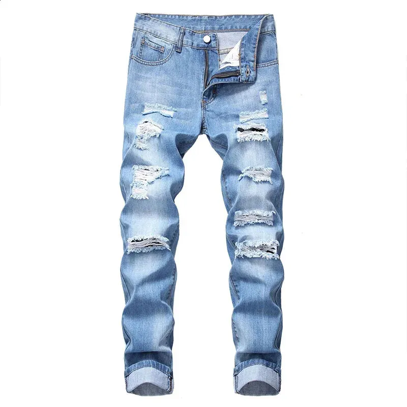Jeans Strappati Retrò: Pantaloni In Denim Uomo In Forma Slim