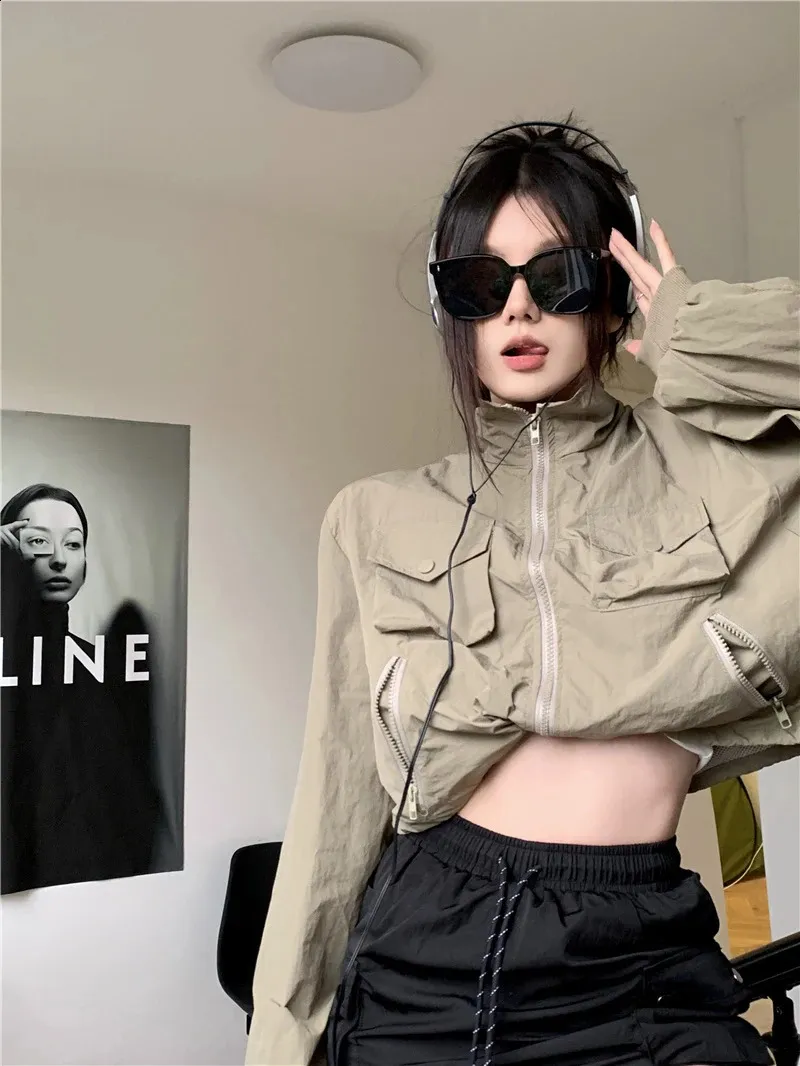 MEXZT Asymmetric Cropped Jacket For Women – Oversized From