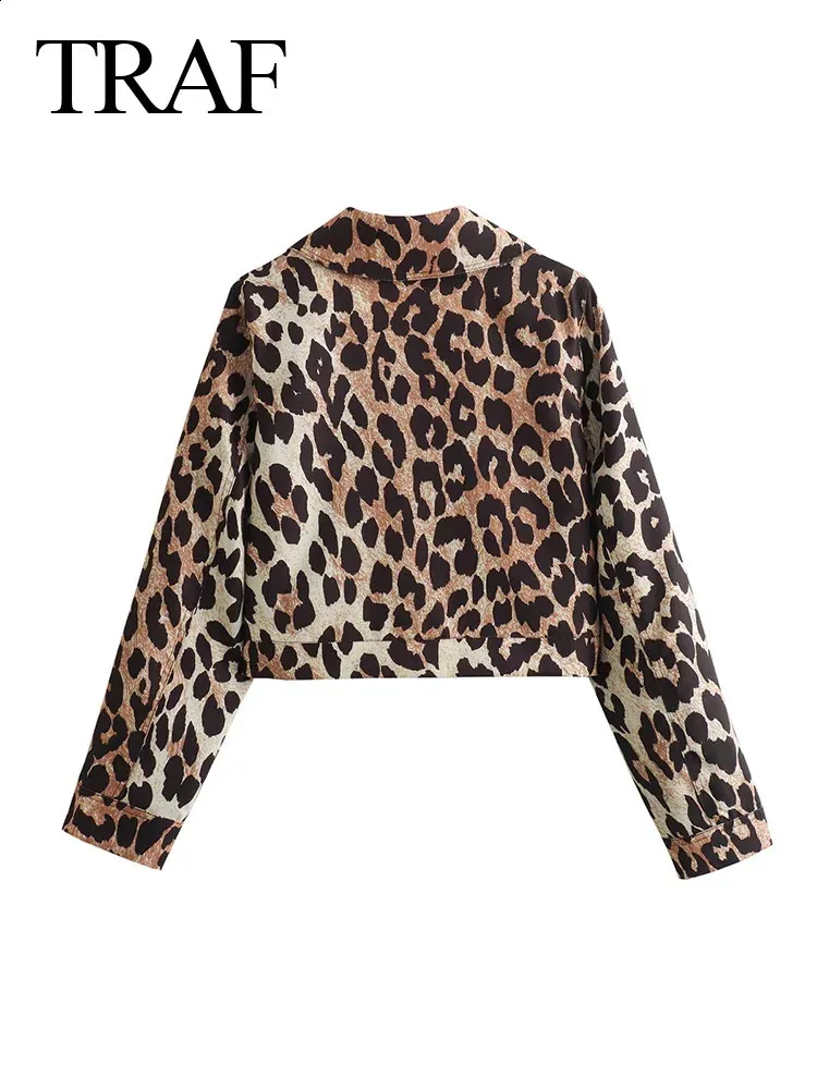 Vintage Leopard Print Spring Coat: Womens Cropped Bomber