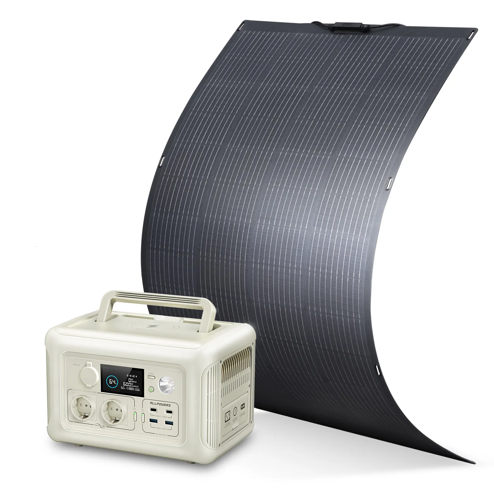 200W/100W Portable Solar Panel Charger with 600W Power Station - High ...