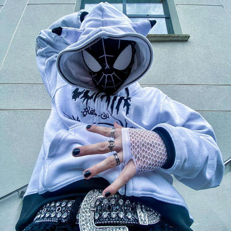 Haruku Zipper zip up hoodie: Y2K Men's Oversized Gothic Haruku Zipper zip up hoodie: Y2K Men's Oversized Gothic