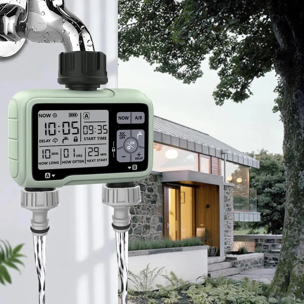 Eshico Large LCD Display 2-Outlet Automatic Garden Water Timer Plastic ...
