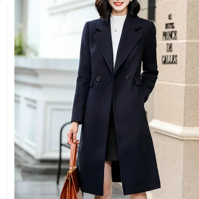 Manteau D’hiver Femme En Laine – Trench Coat Classique à Double Boutonnage – Mi-long, élégant – Pour Automne/hiver