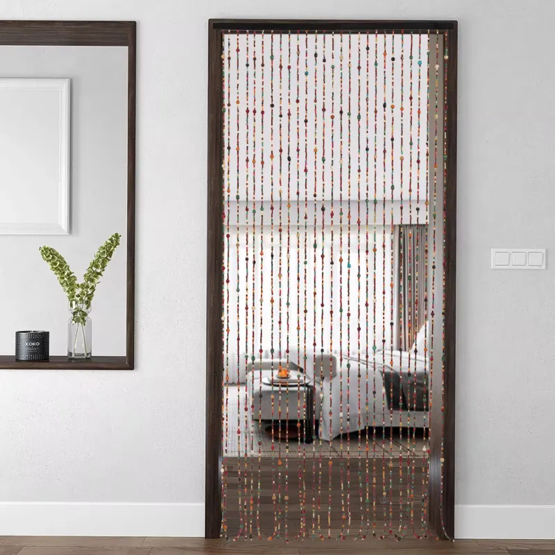 Room Divider Privacy Door Beads Natural Wooden Beaded Curtain