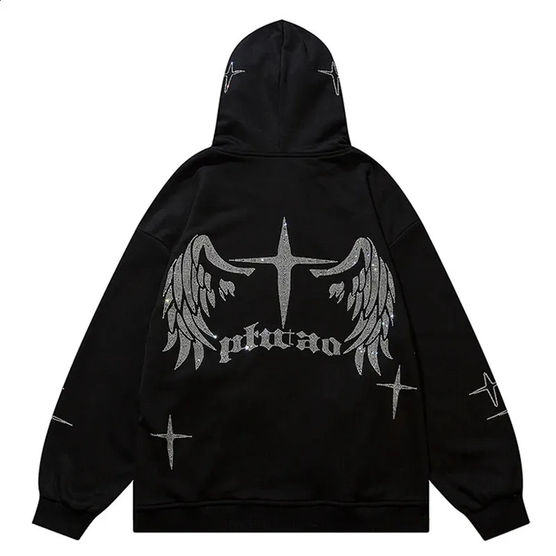 ジャケット・アウター vintage lace hoodie jacket Hip Hop Hooded Sweatshirt Jacket Vintage Wing Letters Print