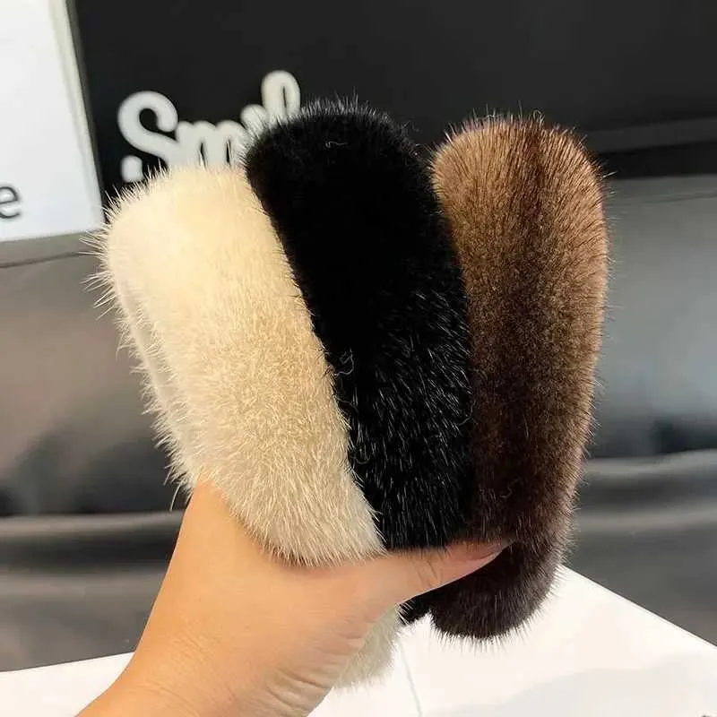 Luxury Mink Fur Headband: Genuine Winter Ear Warmers for  display picture 3