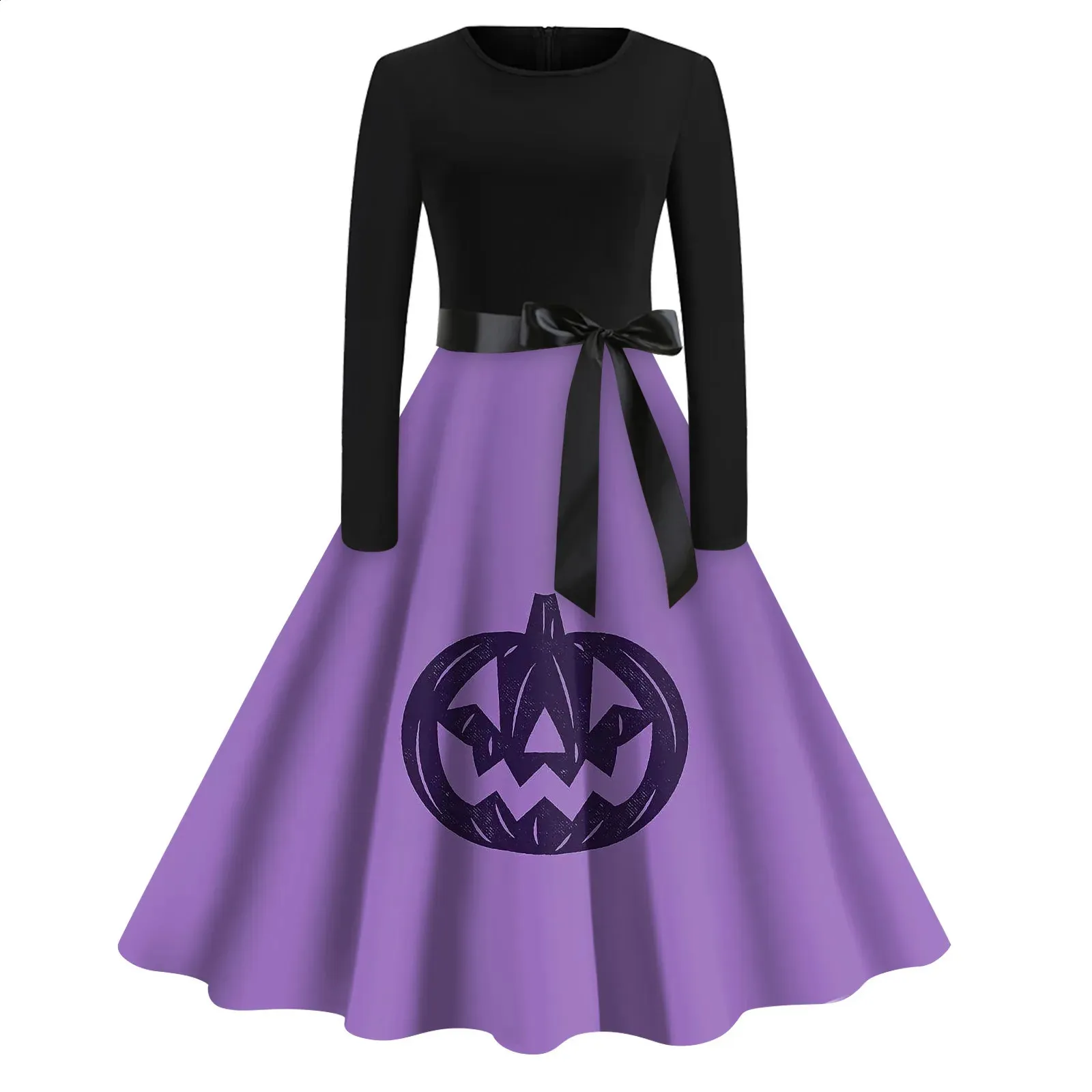 Womens Halloween Print Dress, Flare, Long Sleeve | DHgate