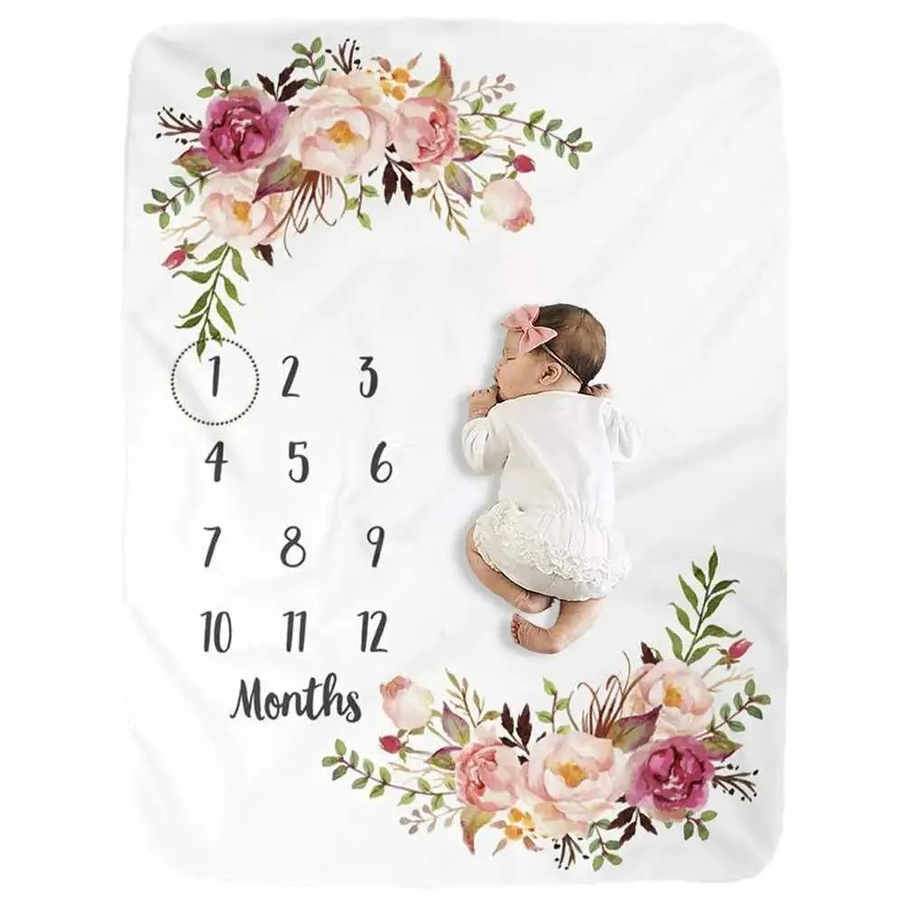 Newborn Baby Month Growth Milestones Blanket Photography Props