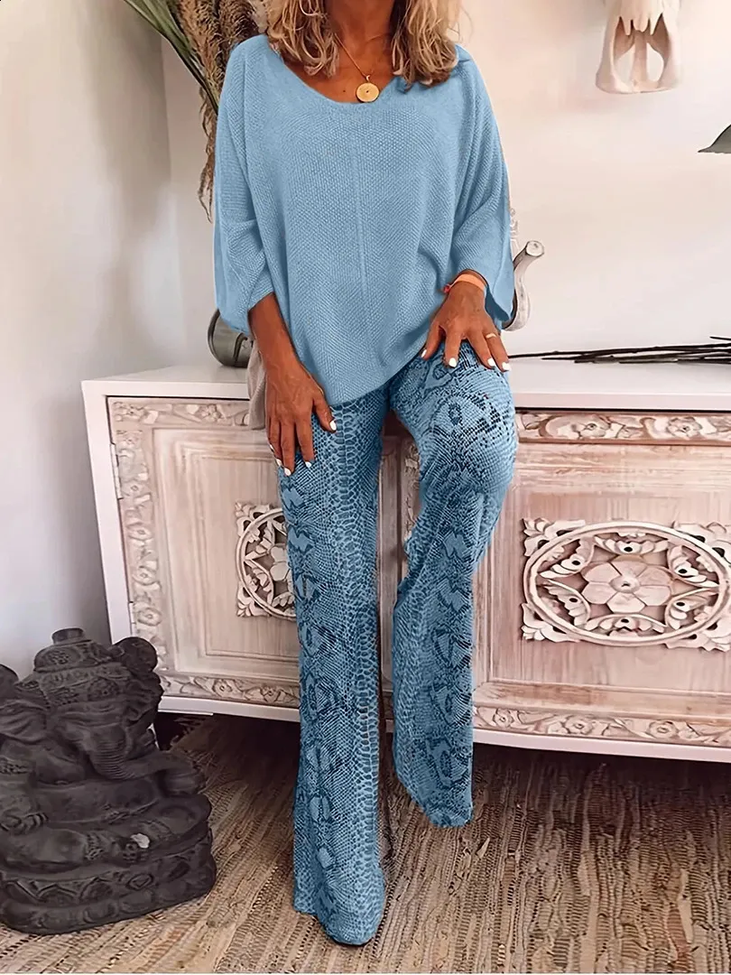 Save Big on Bulk Ladies Sweatshirts Plus Size Plus Size Sweatsuit Sets:  Women's Piece Printed Long Sleeve Sweatshirt Wide Leg Pants Casual  Spring