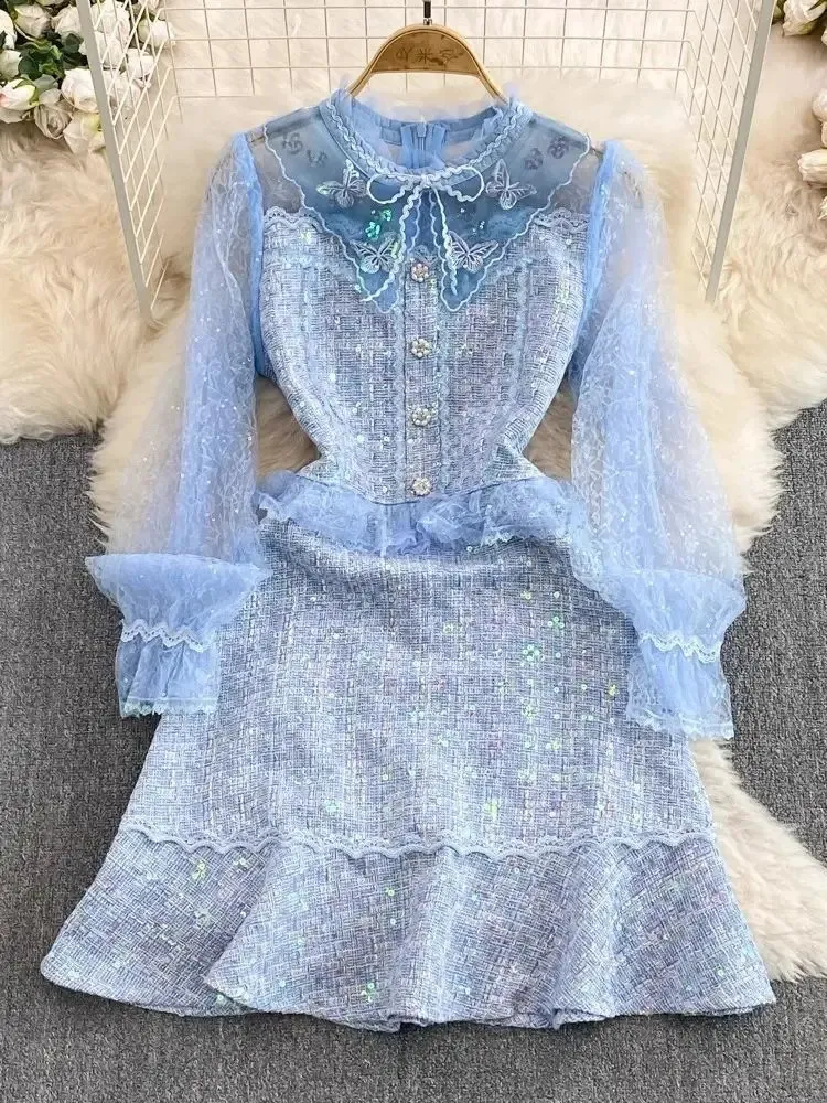 Sweet S Blue Tulles Mesh Bow Collar Butterfly... From Charm_clothes, $40.02  | DHgate.Com