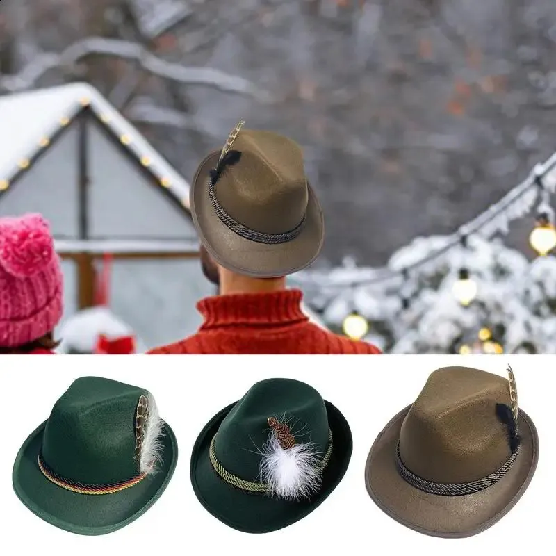 Vintage Feather Fedora Hat Adjustable Felt Cap For... From  display picture 2