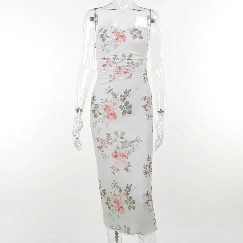 elegant print suspender dress Amber Bloom Embroidered Midi Dress – Myriads main image 1