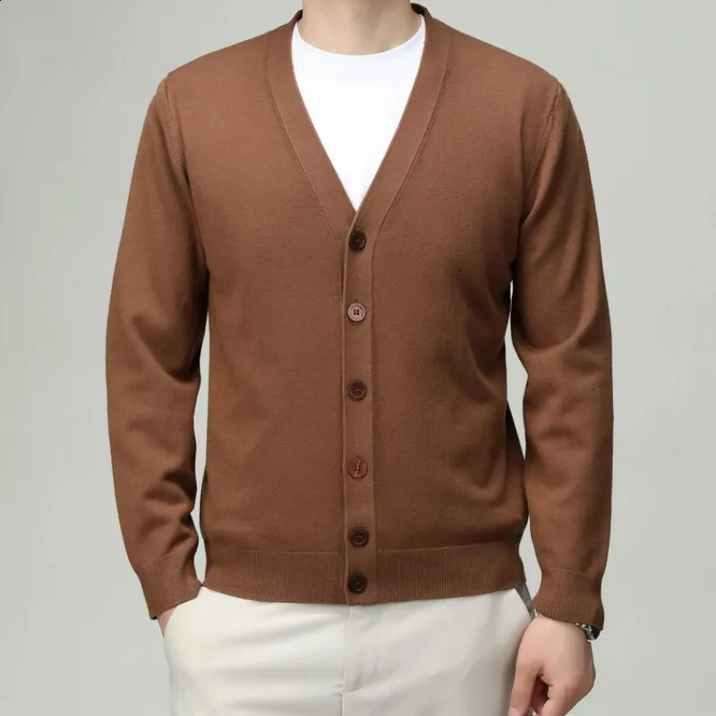 Premium Quality V-Neck Cardigan: Mens Business Casual Knit Sweater