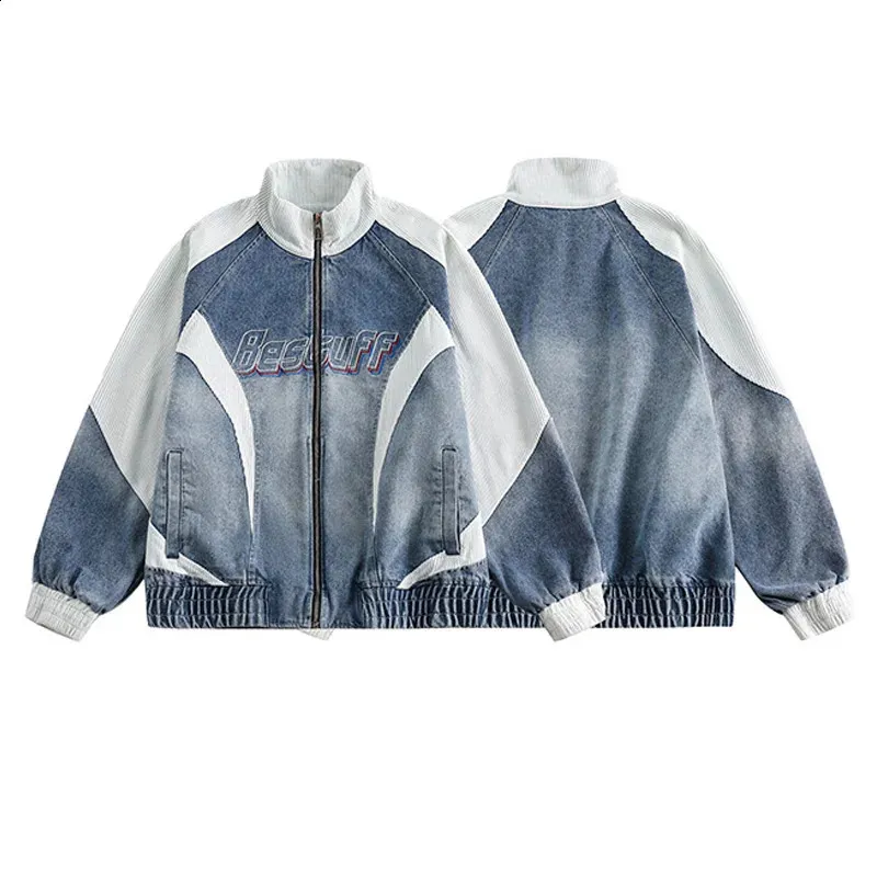 Vintage Denim Varsity Jacket: Embroidered Y2k Japanese Style