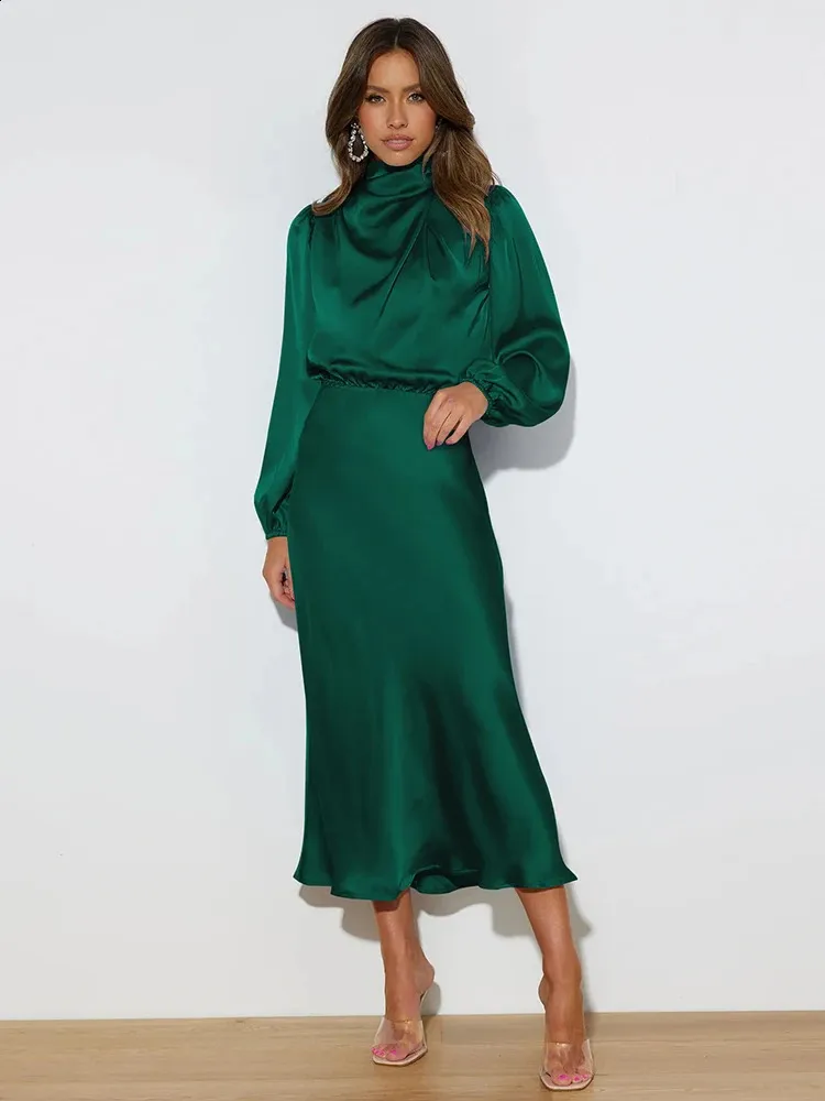 fitted lace wedding dress Long Sleeve Satin Wrap Dress – Stage 9 Secrets