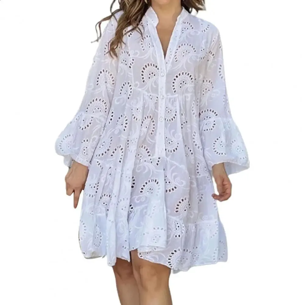 Summer lace dress for Women - Loose and Elegant A-line Style with Bracket Collar and Sleeves - Fashionable Women's Supplies (240824)