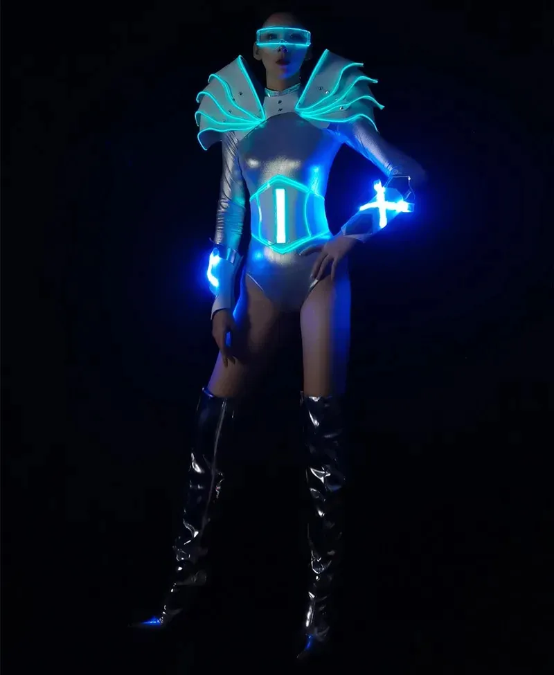 Costume De Gogo À La Punk De Danse En Bleu Glacé Vêtements De