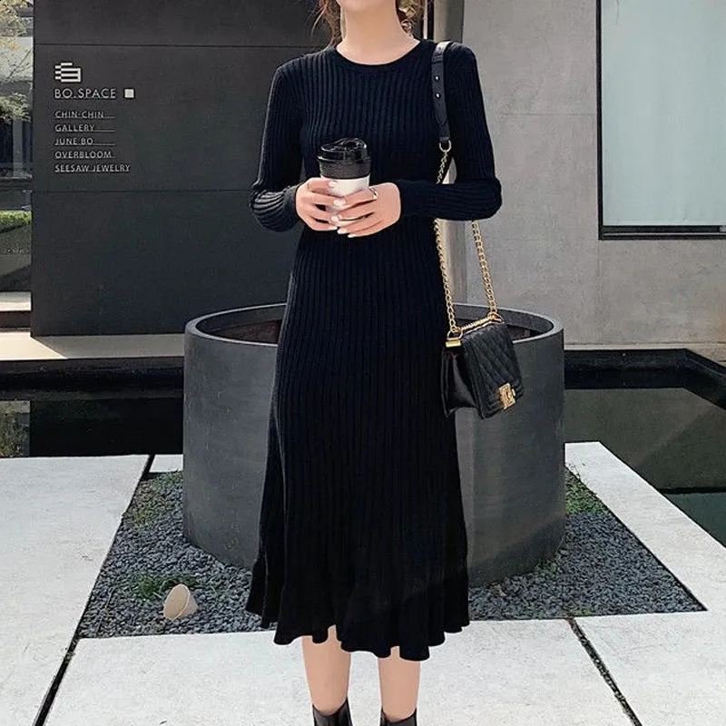chinese dress ladies Handmade Wool Maxi Dress  Vintage Fit & Flare Winter