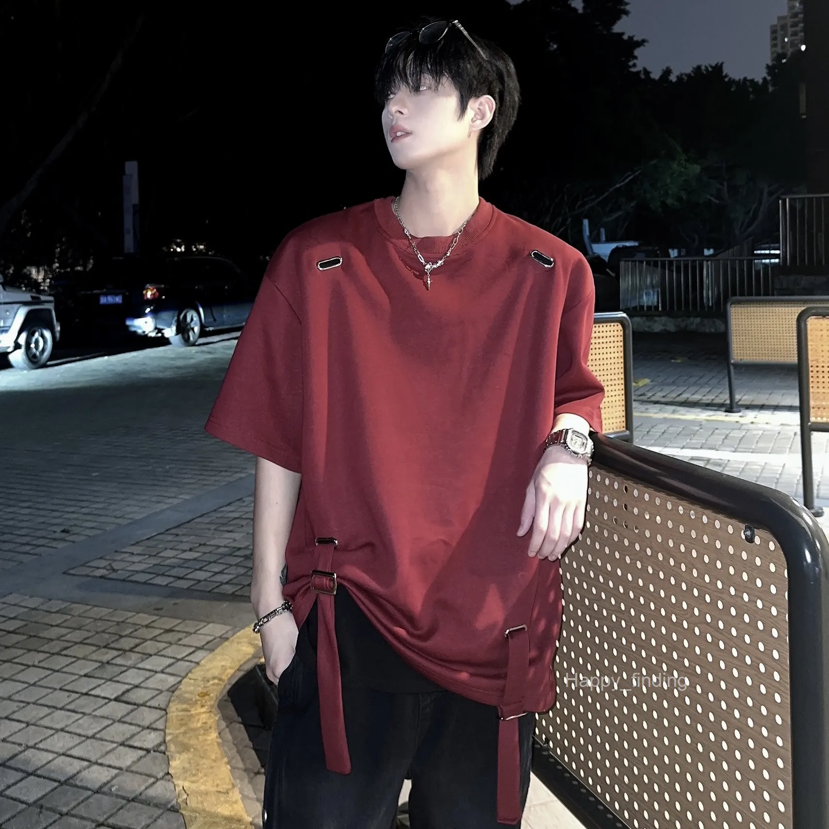 Uniquely Designed Metal Strap Adjustable T Shirt Wide Version Mens