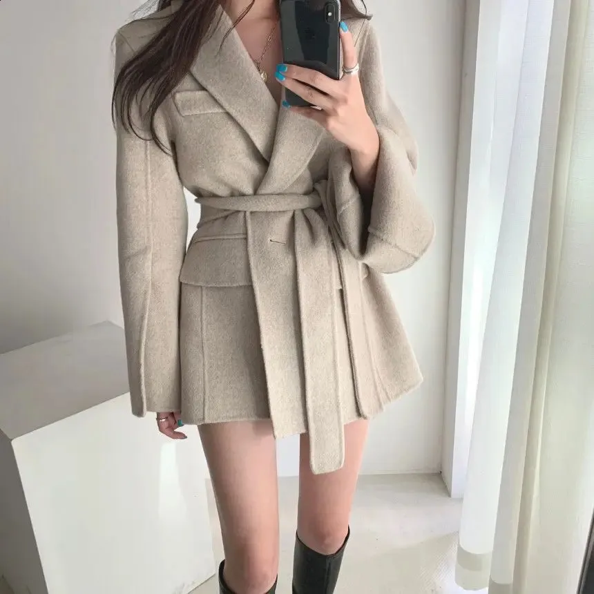 Autumn And Winter Wool Coat Casual Lace Medium Long Wool Suit