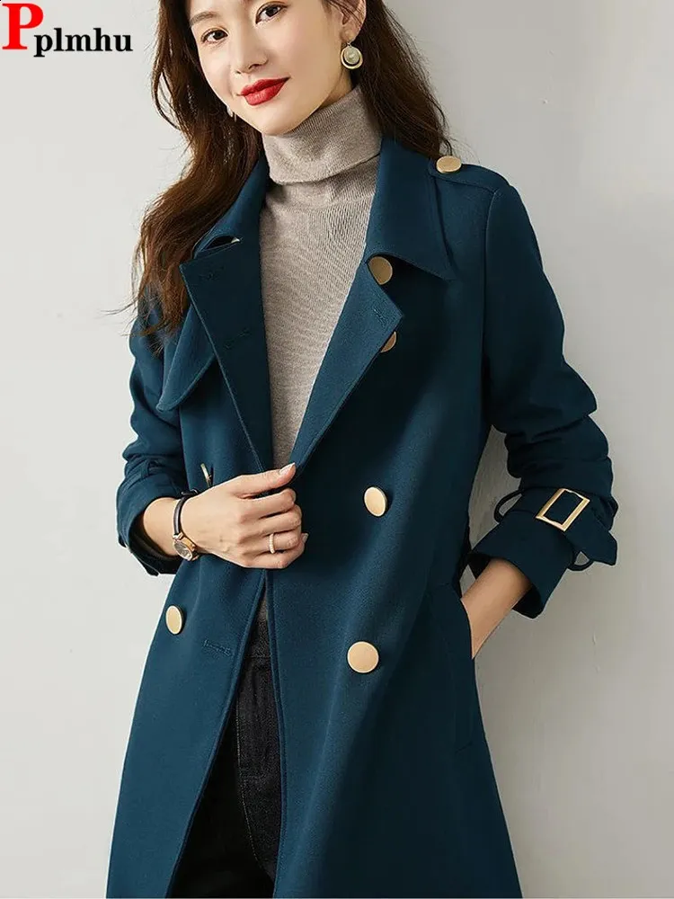 Elegant Double Breasted Long Trench Coat: A Classic