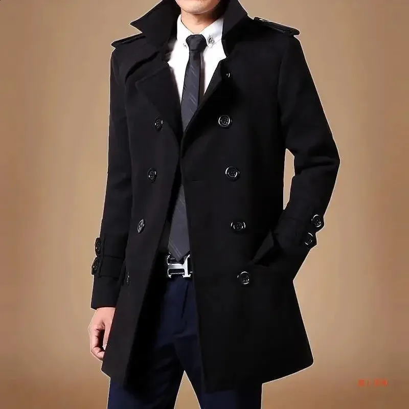 Premium Mid-Length Wool Coat: Warm Wool-Lined Winter Jacket for