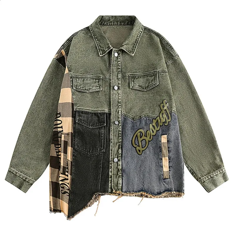 Men's High Street Patchwrok denim jean jacket with