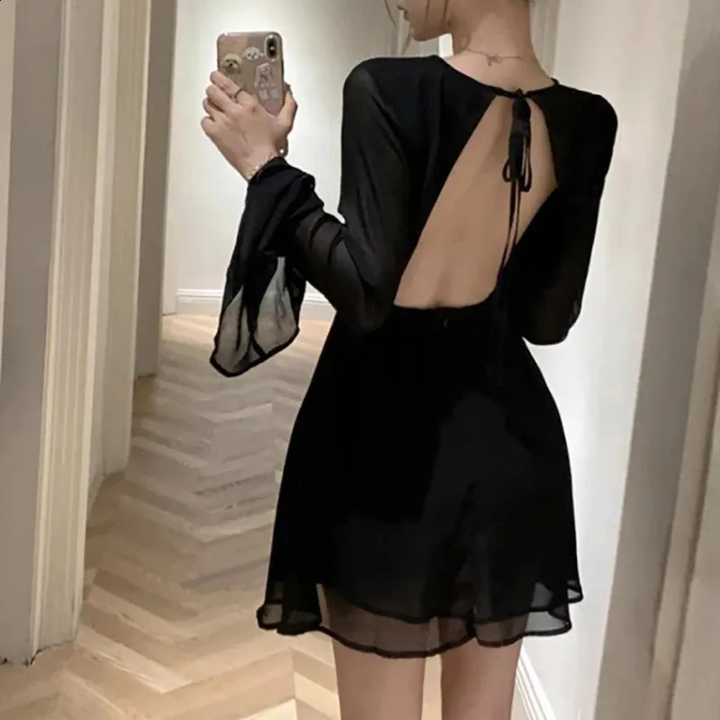 long sleeve backless black dress JOAH BROWN Cowl Back Mini Top | this dress is made for evenings that call for quiet drama and effortless sophistication. Kiah Long Sleeve Backless Maxi