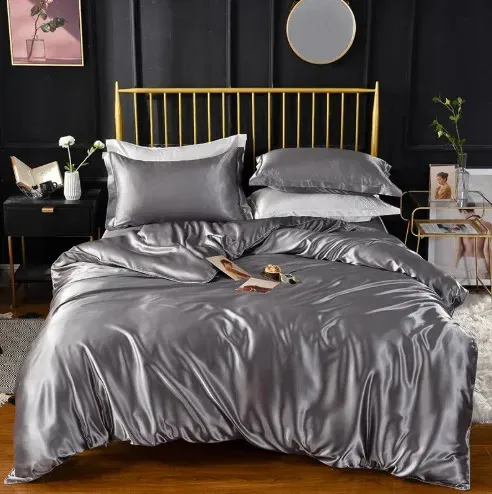 Pamposh Duvet Cover Queen Size Premium Double Brushed Microfiber Black & Gold Duvet Set Queen 3