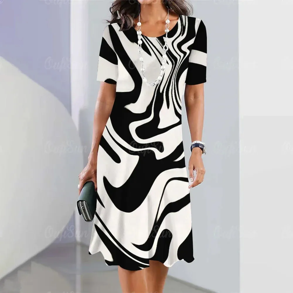 Vestido Informal De Verano Para Mujeres Estampado Irregular, Manga